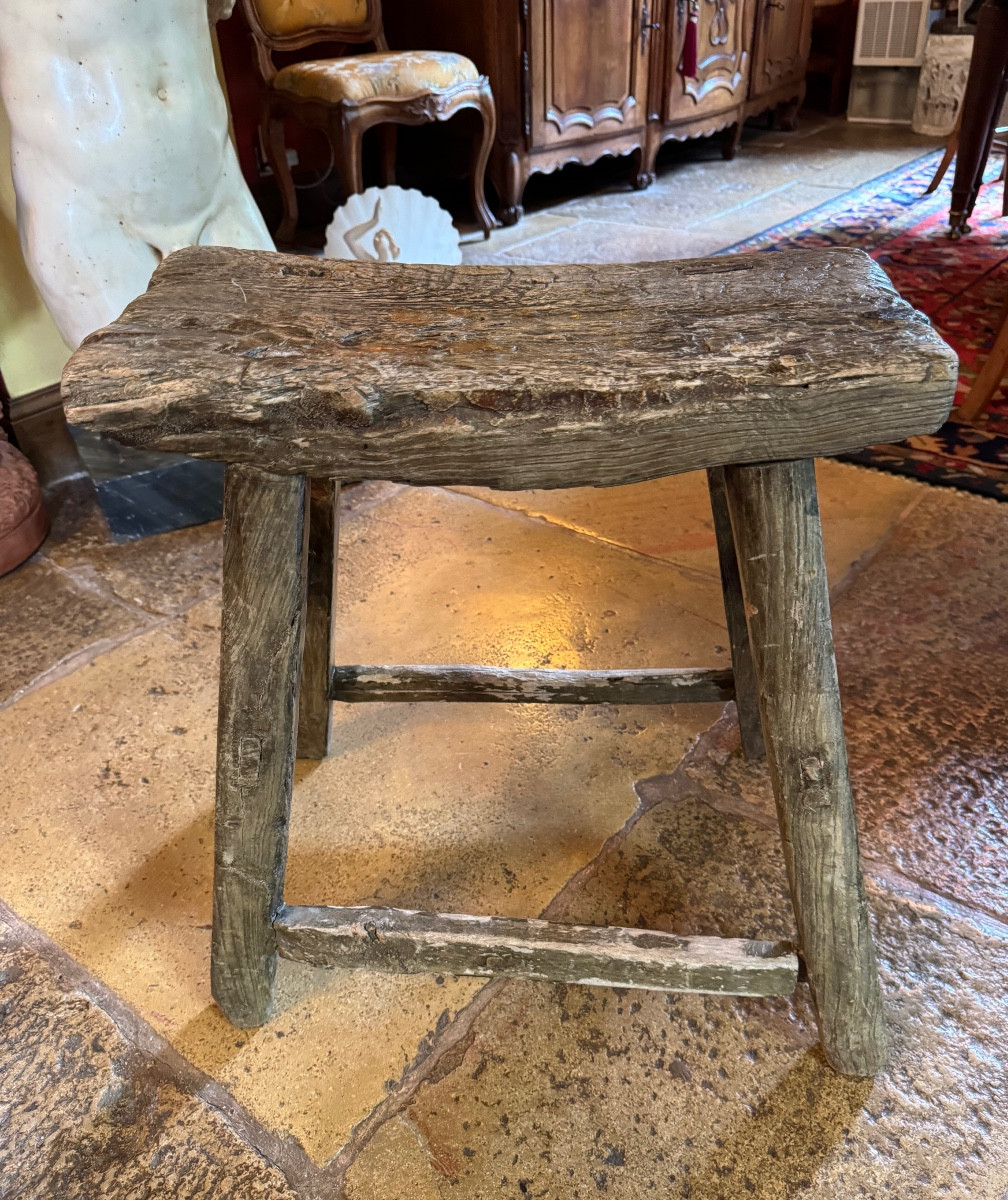 Tabouret d’atelier brut fin du XIX eme siècle 