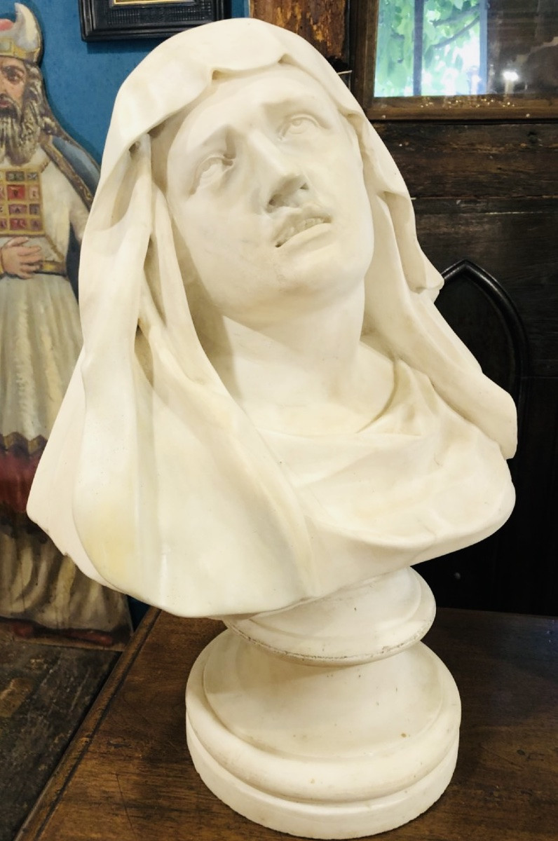 Buste en marbre d’un Mater Dolorosa dans l’esprit du Bernin-photo-2