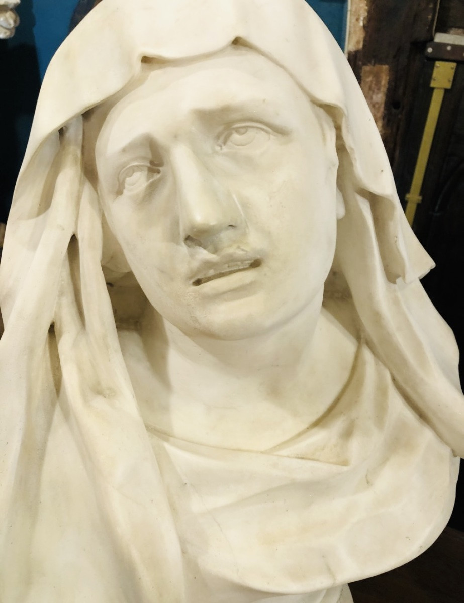 Buste en marbre d’un Mater Dolorosa dans l’esprit du Bernin-photo-4