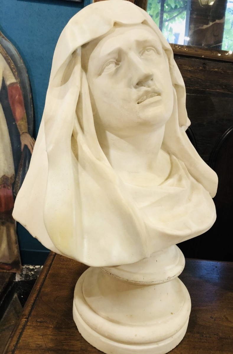 Buste en marbre d’un Mater Dolorosa dans l’esprit du Bernin-photo-1