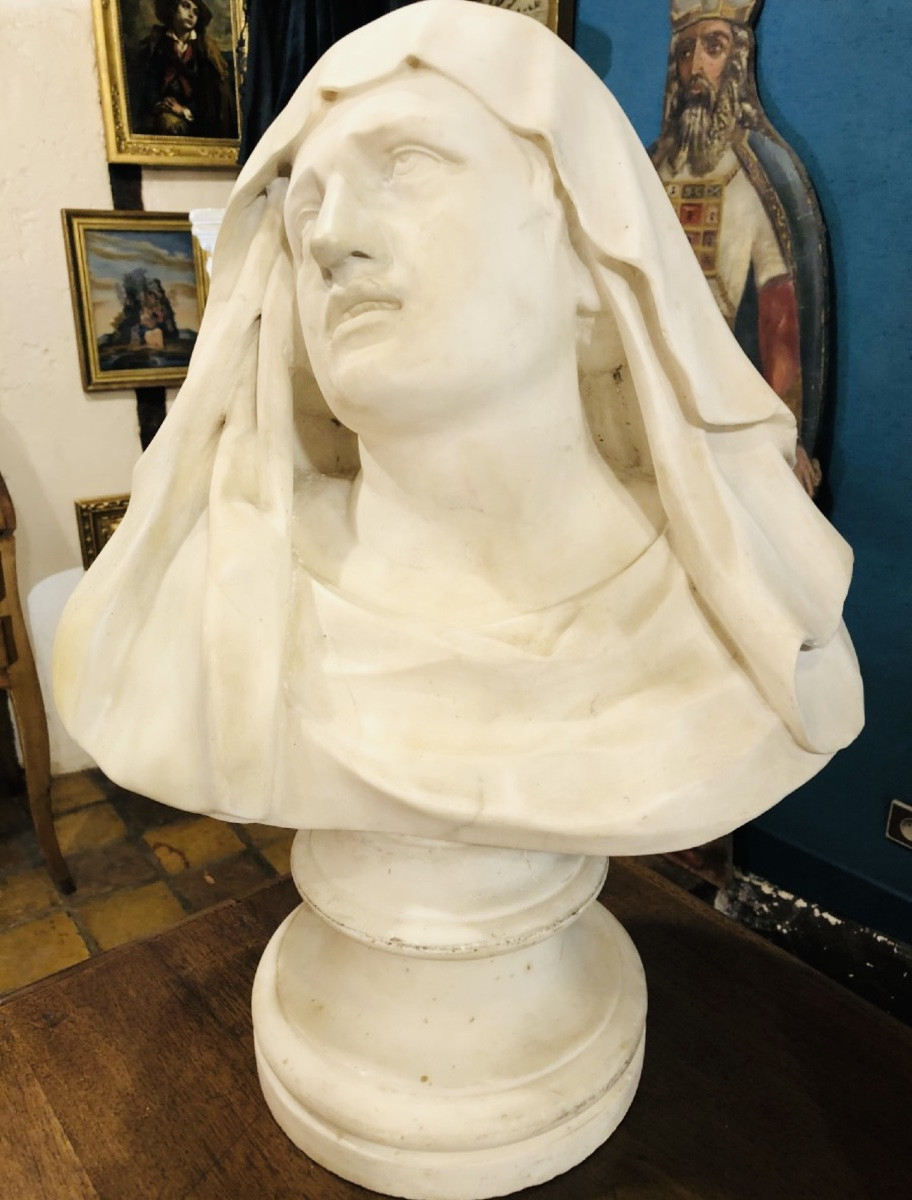 Buste en marbre d’un Mater Dolorosa dans l’esprit du Bernin-photo-2