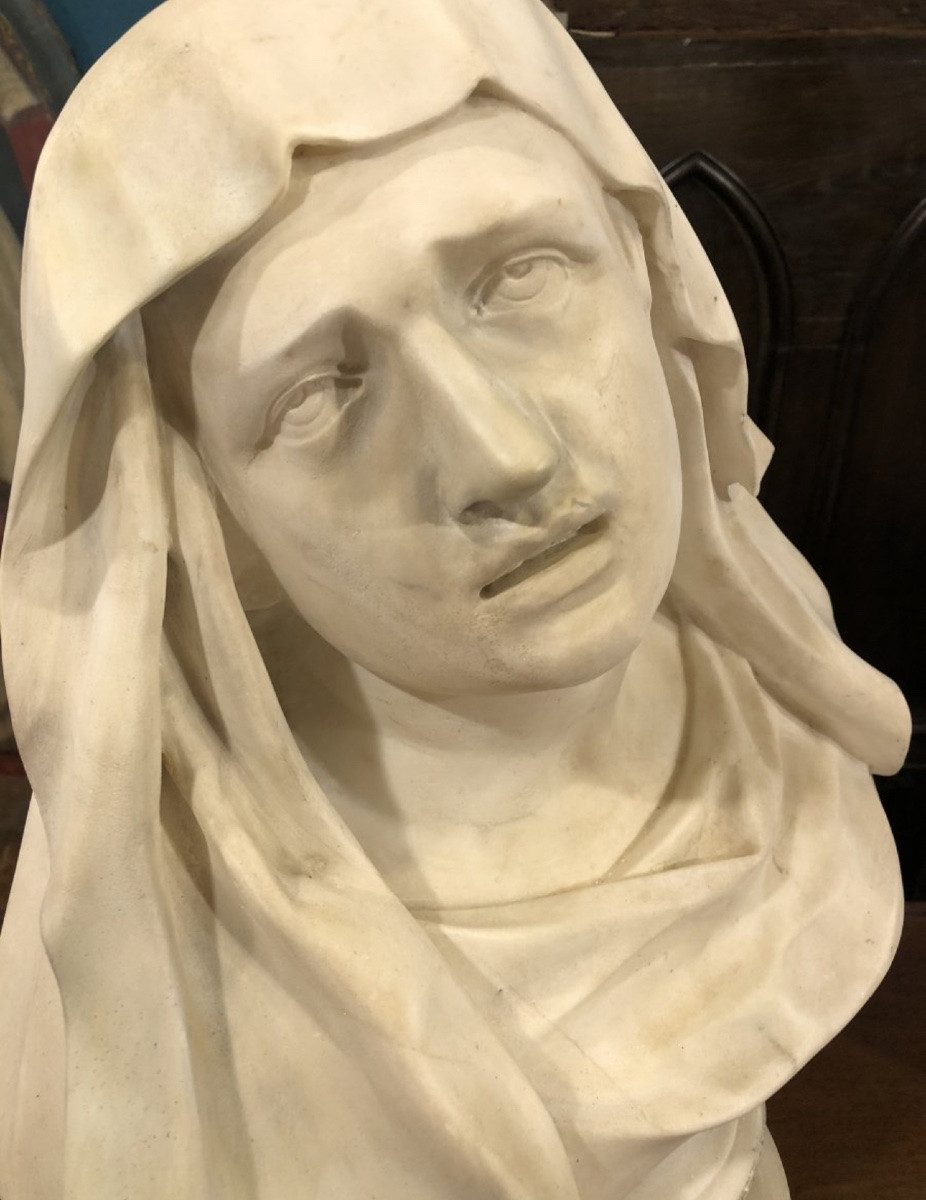 Buste en marbre d’un Mater Dolorosa dans l’esprit du Bernin-photo-7