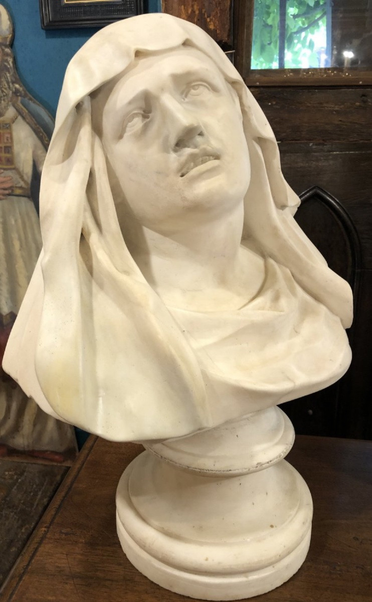 Buste en marbre d’un Mater Dolorosa dans l’esprit du Bernin-photo-8