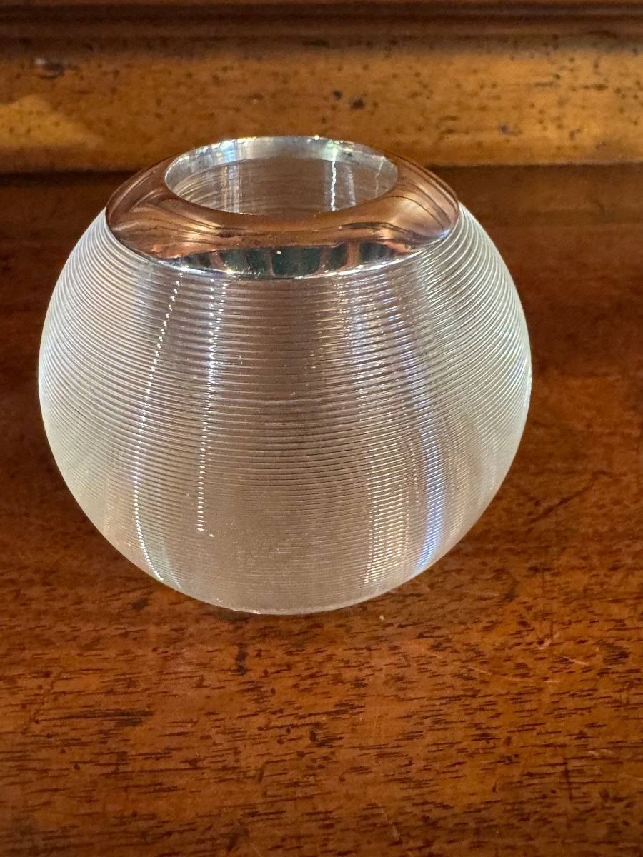 Pyrogène art déco en cristal taillé et argent pour amateurs de cigares -photo-4