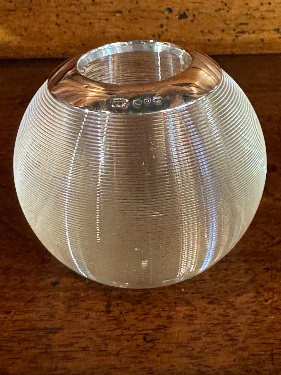 Pyrogène art déco en cristal taillé et argent pour amateurs de cigares -photo-4