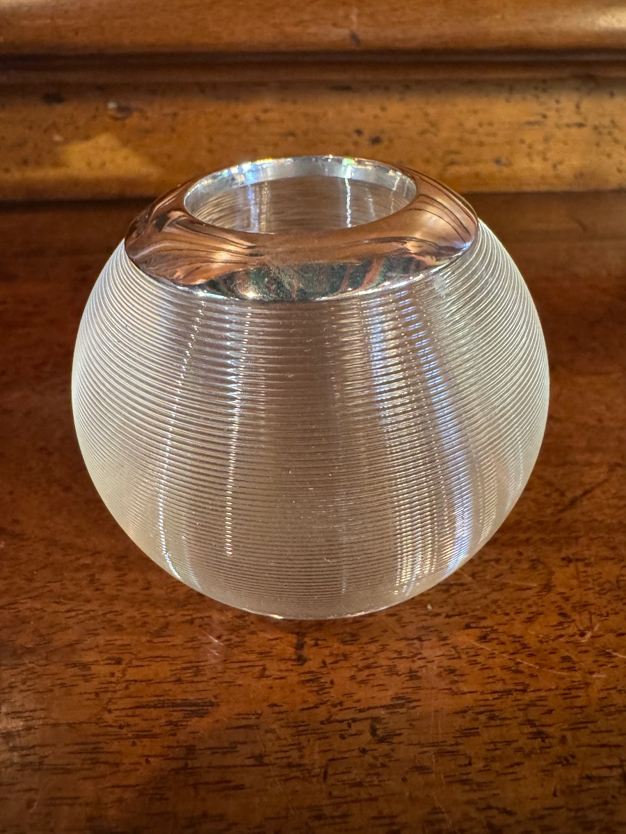 Pyrogène art déco en cristal taillé et argent pour amateurs de cigares -photo-8