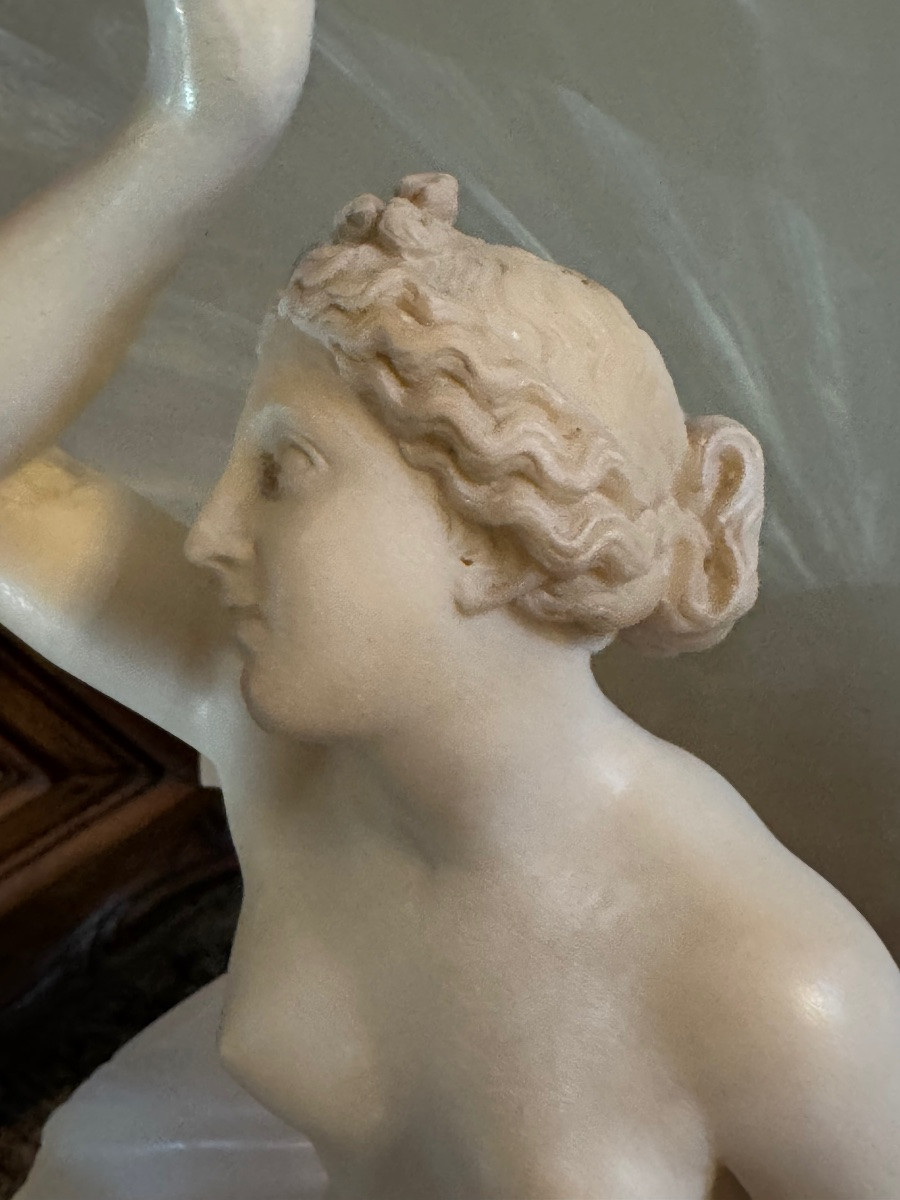 La naissance de Vénus, sculpture en marbre et albâtre fin du XIX eme siècle -photo-3