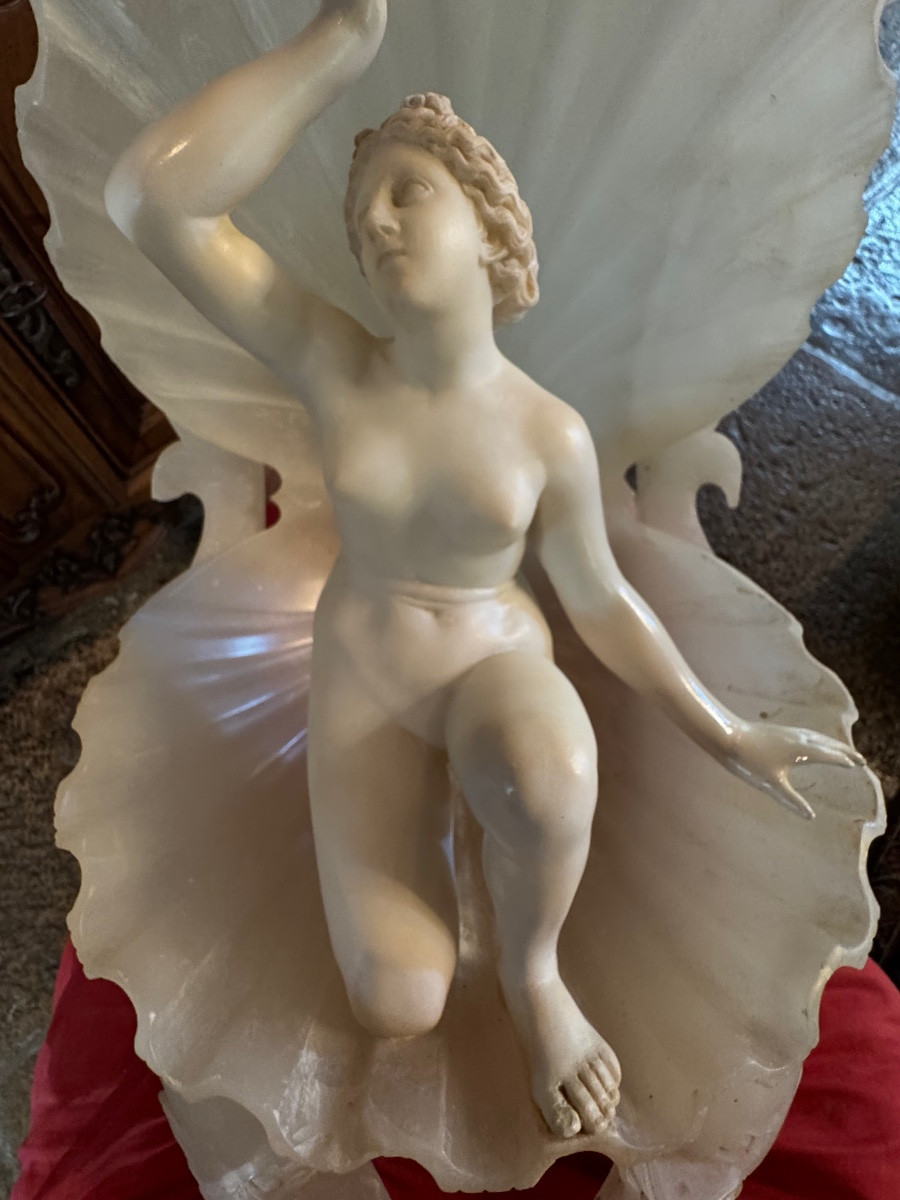 La naissance de Vénus, sculpture en marbre et albâtre fin du XIX eme siècle -photo-4