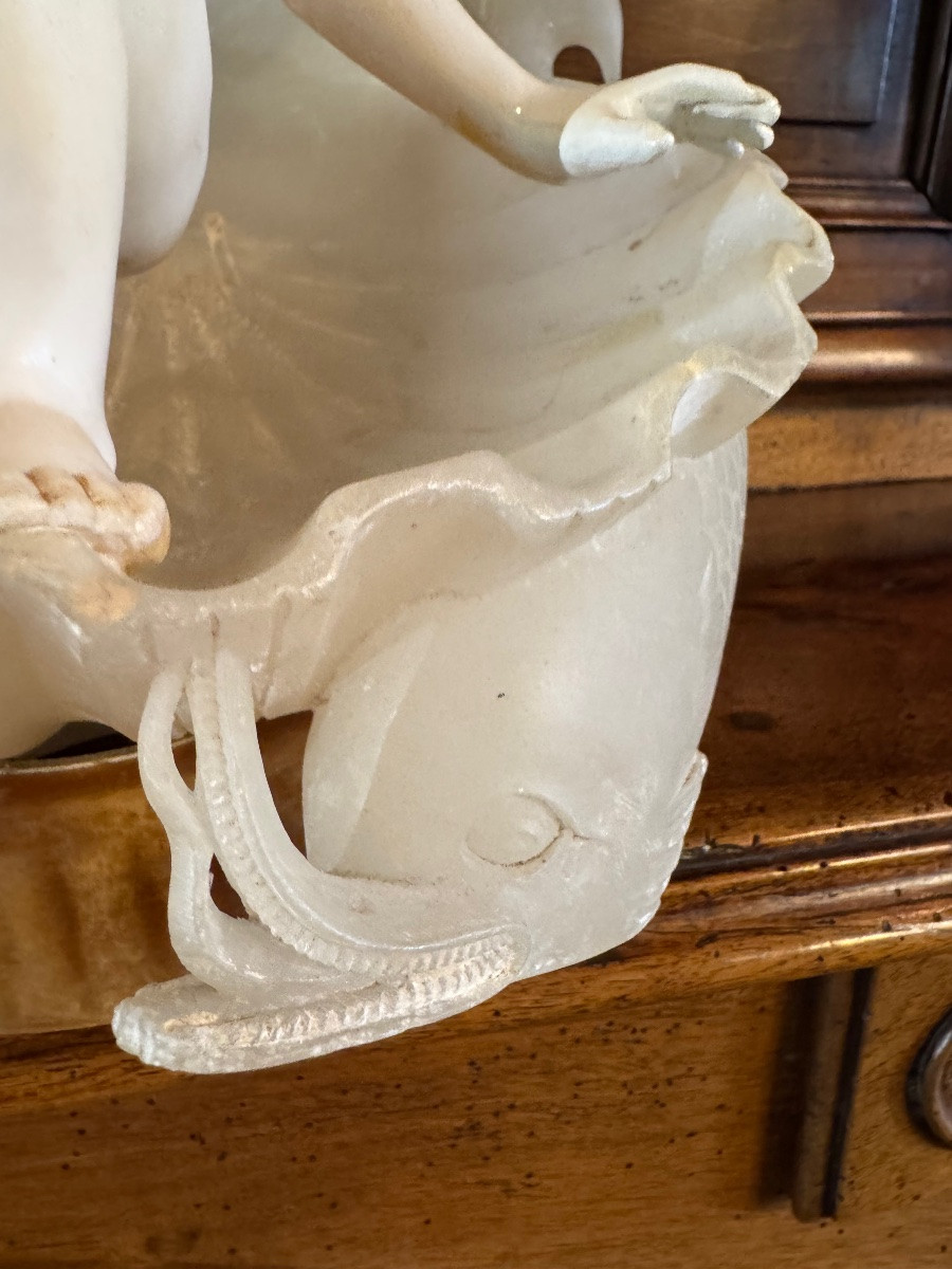 La naissance de Vénus, sculpture en marbre et albâtre fin du XIX eme siècle -photo-4
