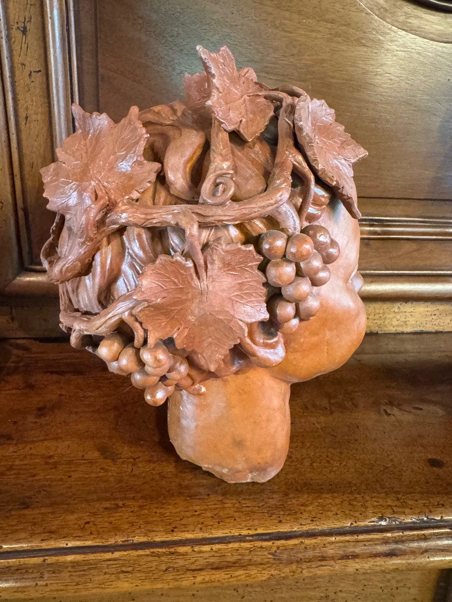 Tête De Bacchus Enfant En Terre Cuite XX Eme Siècle-photo-5
