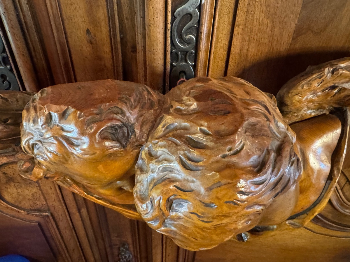 Deux anges enlacés, chérubins, sculpture  du XIX Eme Siècle-photo-4