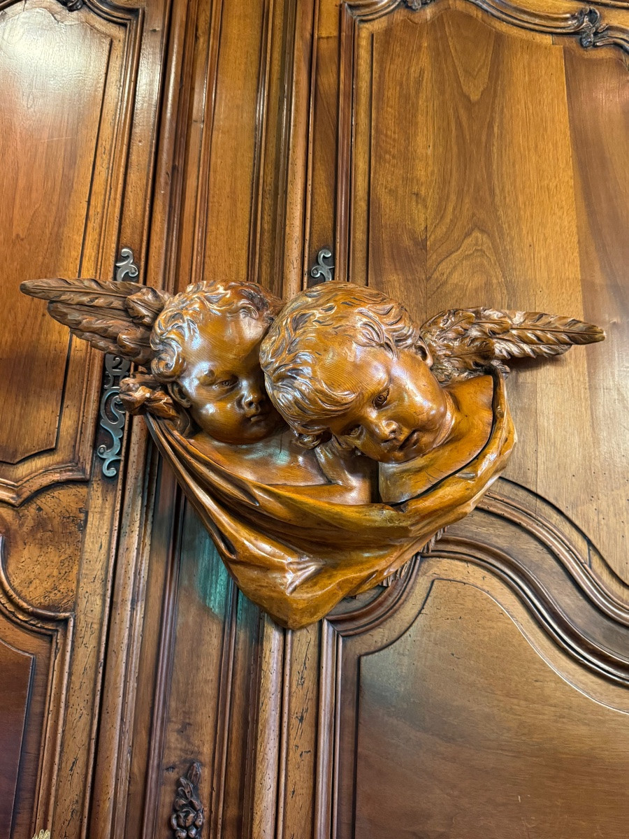 Deux anges enlacés, chérubins, sculpture  du XIX Eme Siècle-photo-8