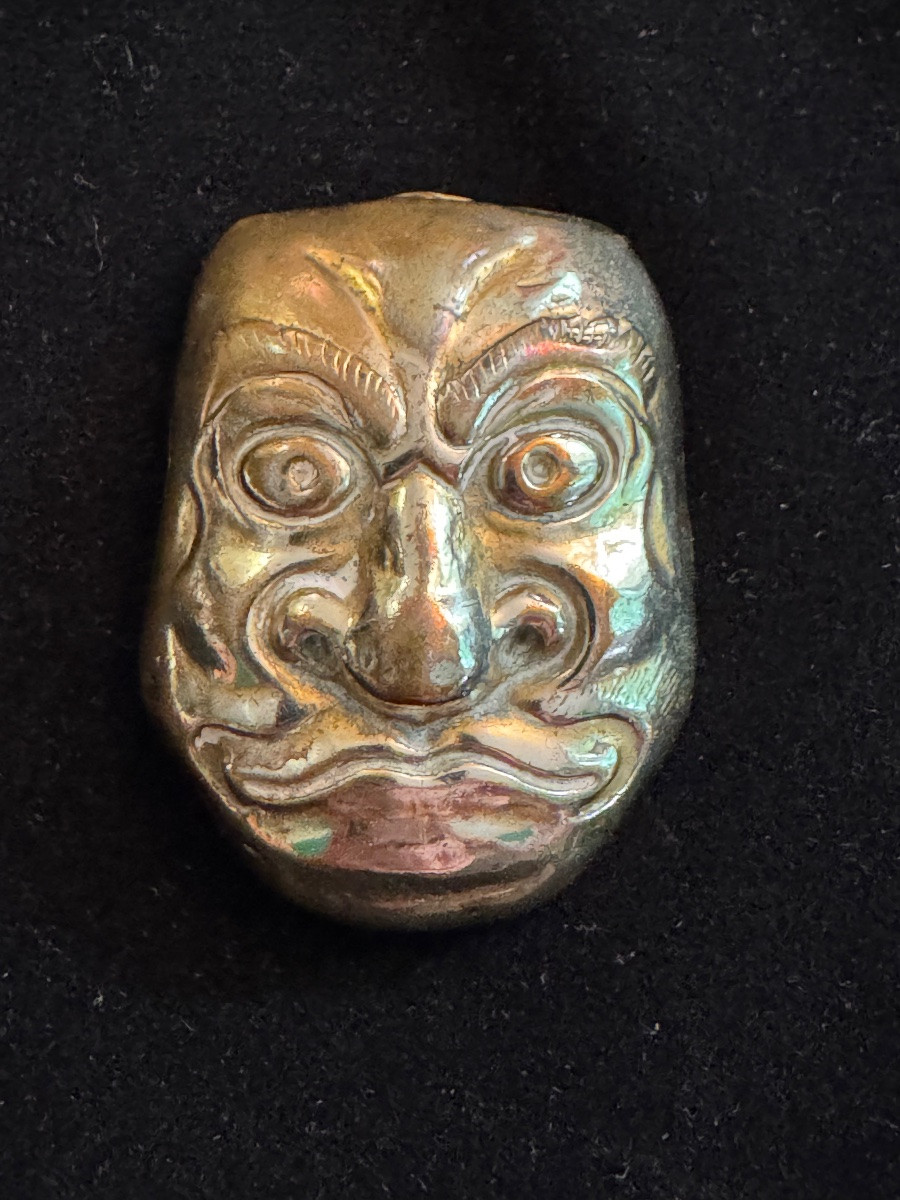 Pyrogène, porte allumettes au masque japonais, XIX eme siècle -photo-2