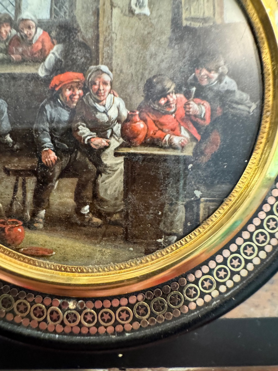 Boite tabatière en écaille et miniature dans le goût de Teniers -photo-7