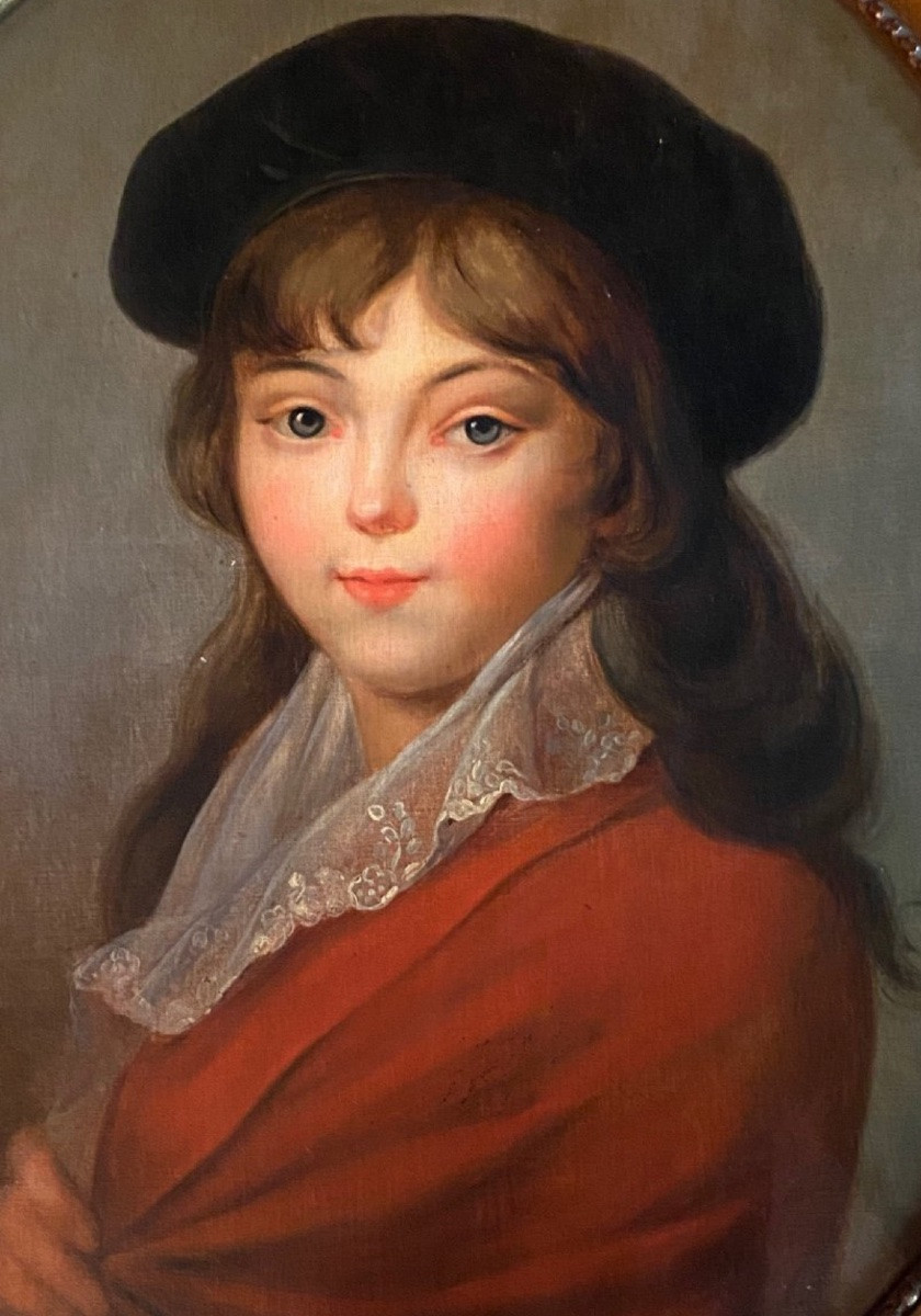 Young Girl In Beret, Oval Portrait From The 19th Century-photo-1