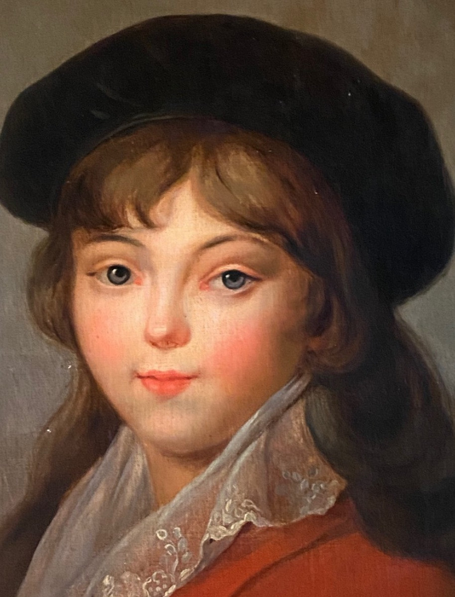 Young Girl In Beret, Oval Portrait From The 19th Century-photo-2