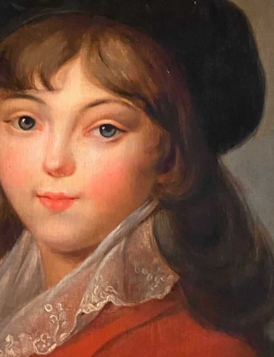 Young Girl In Beret, Oval Portrait From The 19th Century-photo-5
