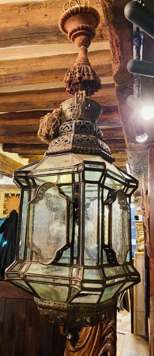 Large Arab-andalusian Vestibule Lantern, Moorish Style, Early 20th Century-photo-6