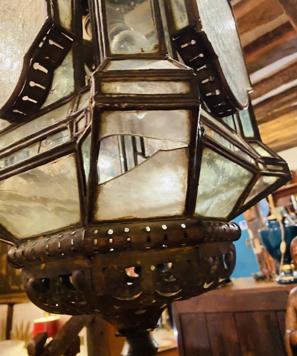 Large Arab-andalusian Vestibule Lantern, Moorish Style, Early 20th Century-photo-7