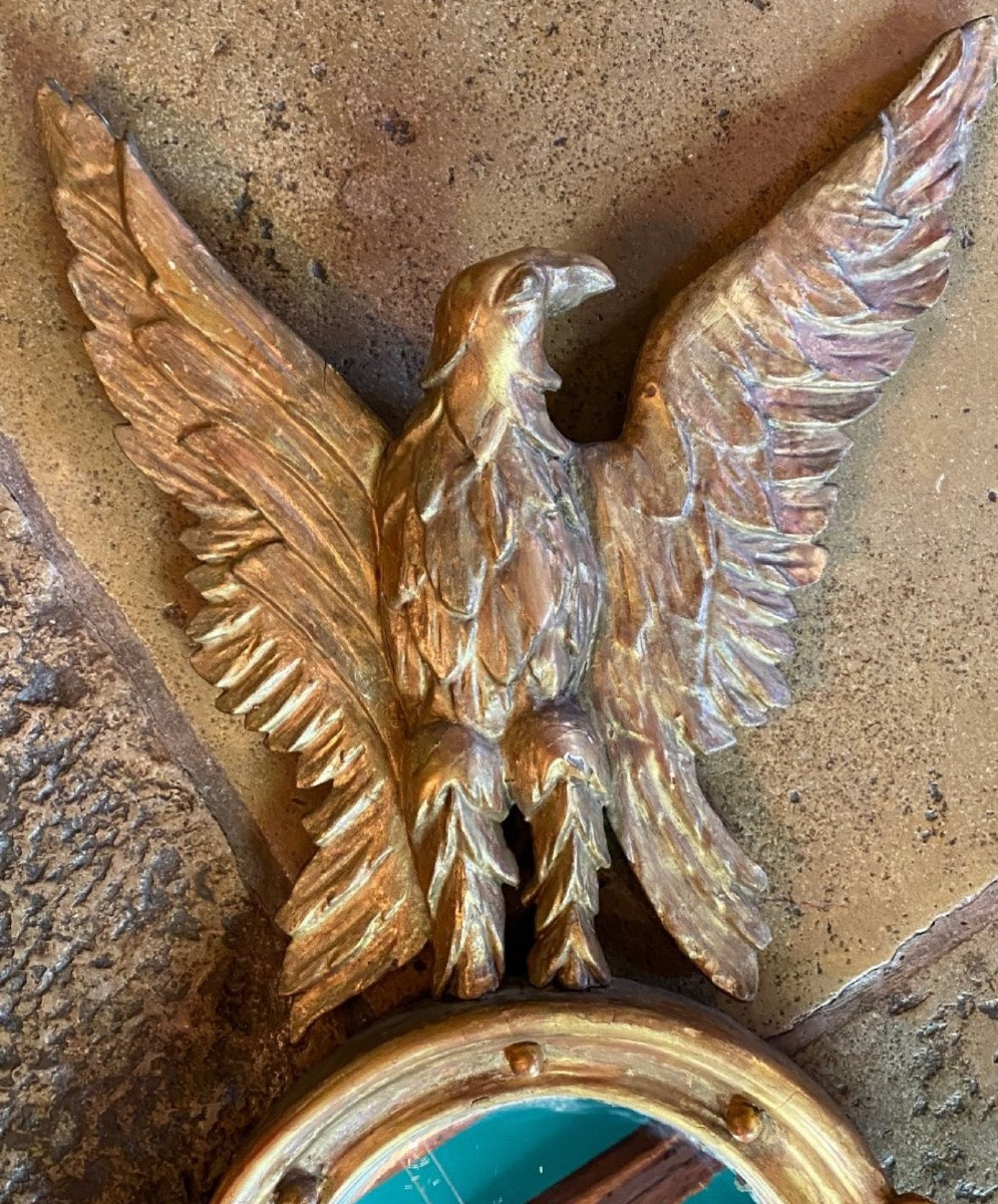 Empire Style Giltwood Eagle Mirror, Late 19th Century-photo-1