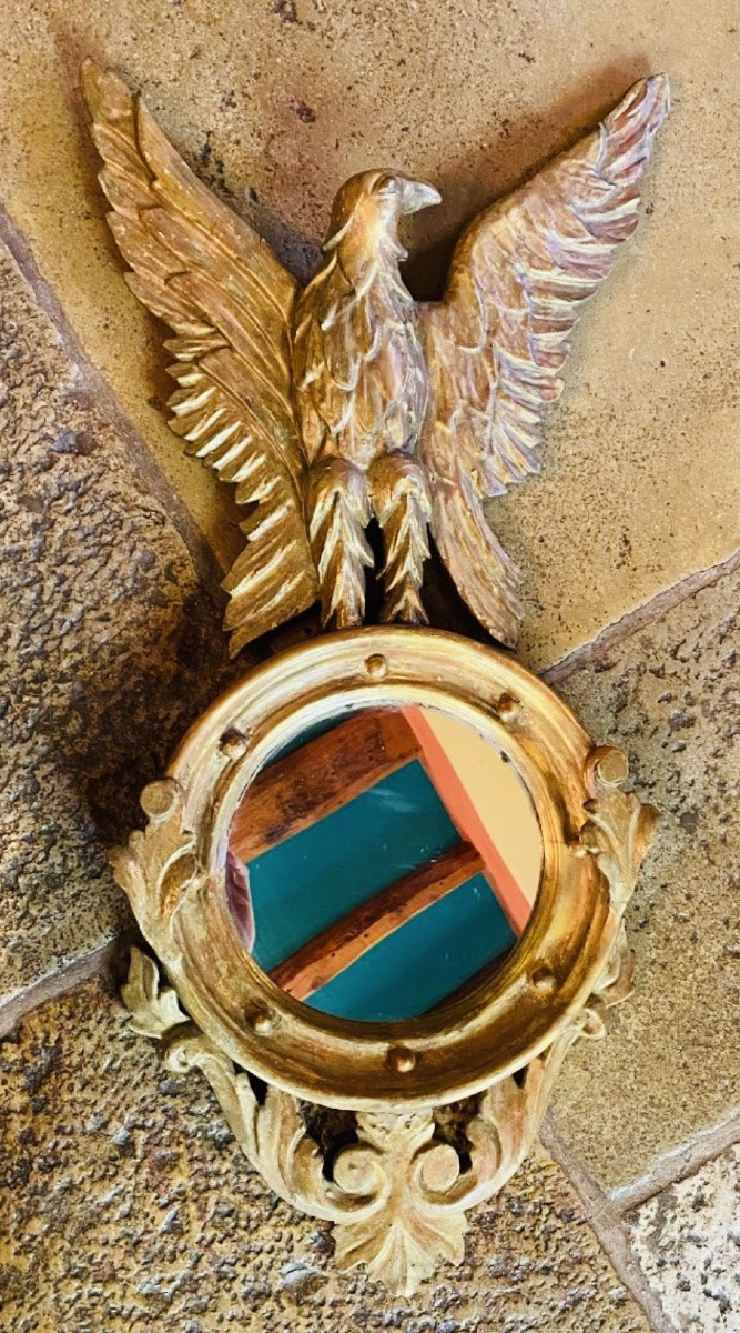 Empire Style Giltwood Eagle Mirror, Late 19th Century-photo-3
