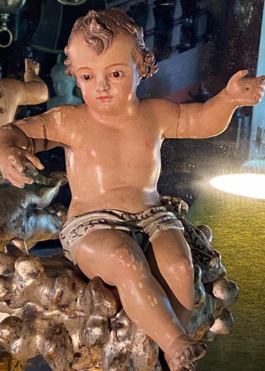 Statue Of The Infant Jesus In Majesty On Silver Clouds, 18th Century-photo-2