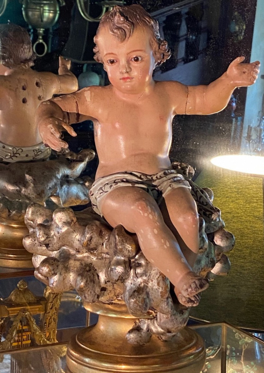 Statue Of The Infant Jesus In Majesty On Silver Clouds, 18th Century-photo-4