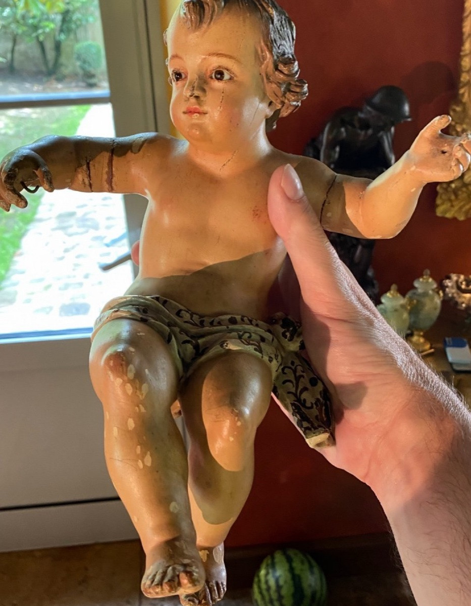 Statue Of The Infant Jesus In Majesty On Silver Clouds, 18th Century-photo-1