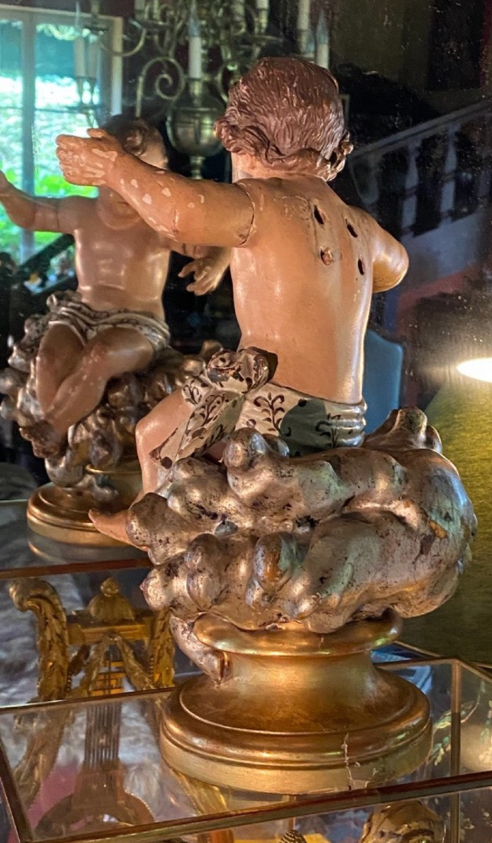 Statue Of The Infant Jesus In Majesty On Silver Clouds, 18th Century-photo-6