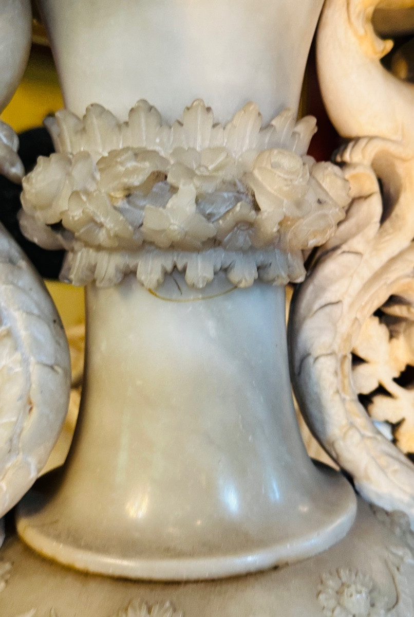 Imposing Monumental Italian Alabaster Vase In The Spirit Of The Grand Tour, Early 20th Century-photo-4