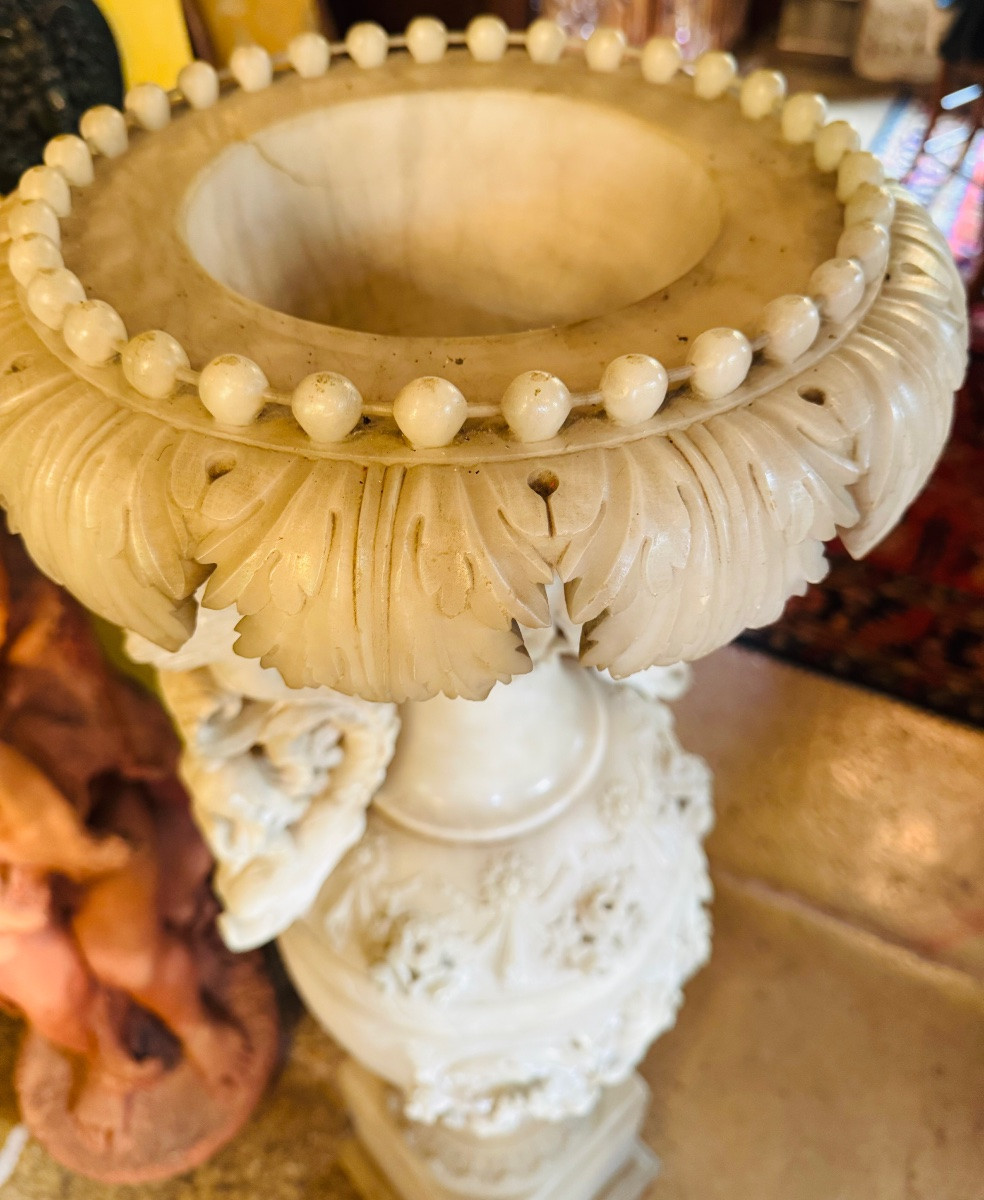 Imposing Monumental Italian Alabaster Vase In The Spirit Of The Grand Tour, Early 20th Century-photo-7
