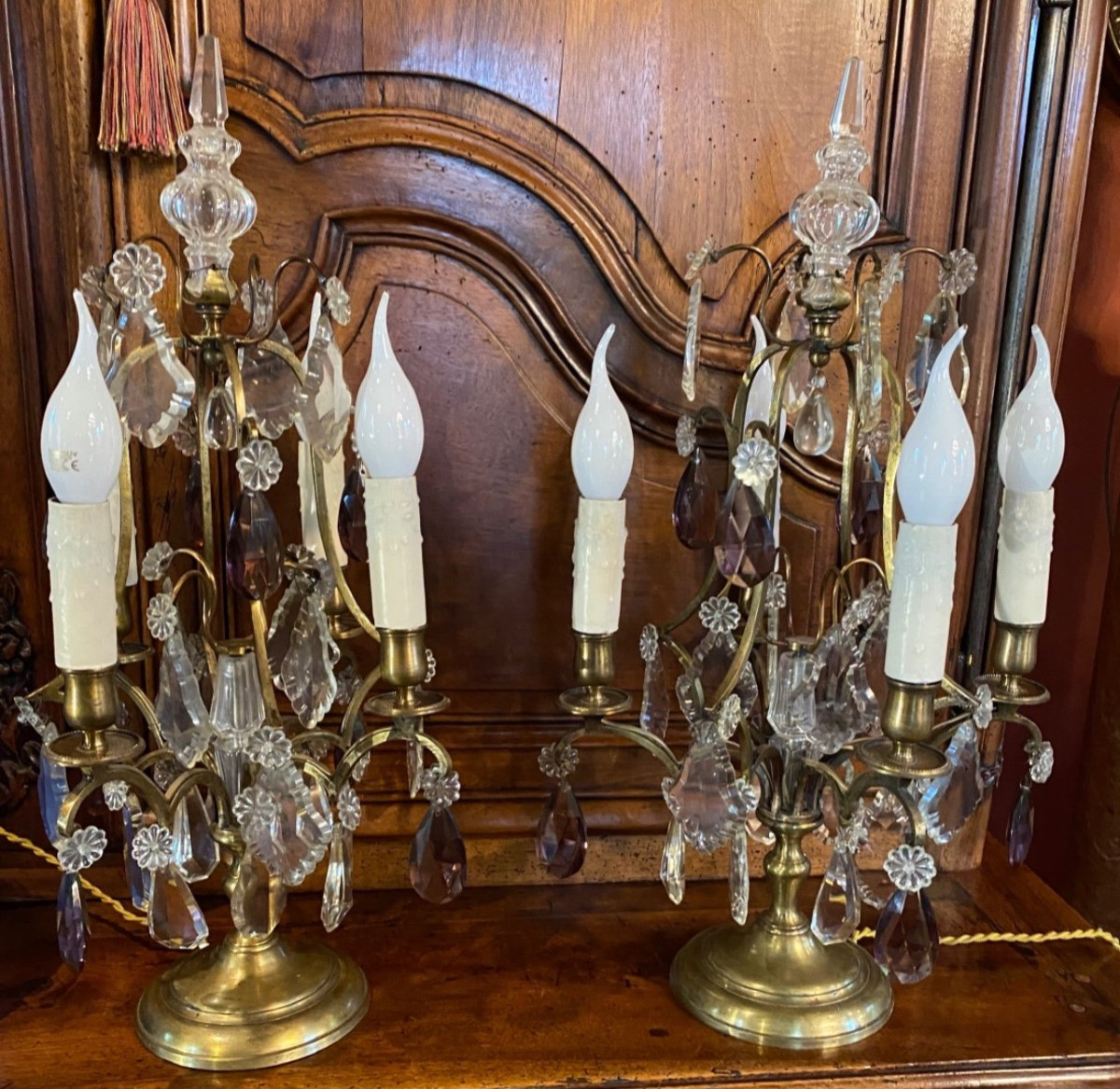 Large Pair Of Two-tone Girandoles, Late 19th Century-photo-2