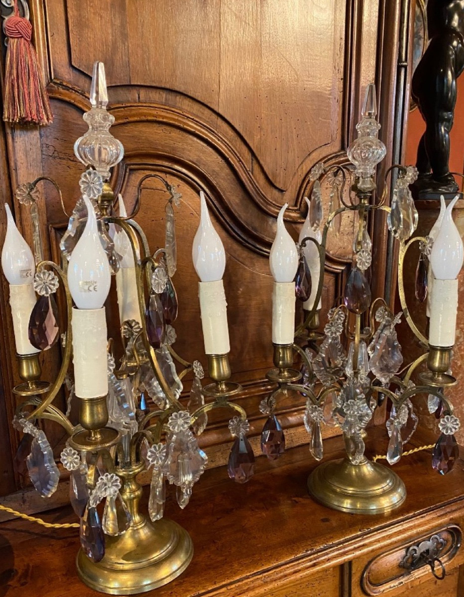 Large Pair Of Two-tone Girandoles, Late 19th Century