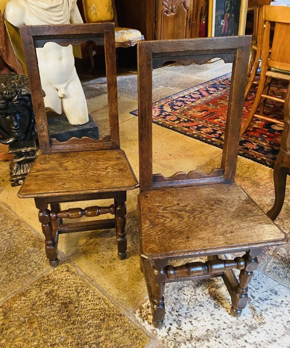 Paire de Chaises Lorraines En Chêne Début Du XIX Eme Siècle "-photo-2