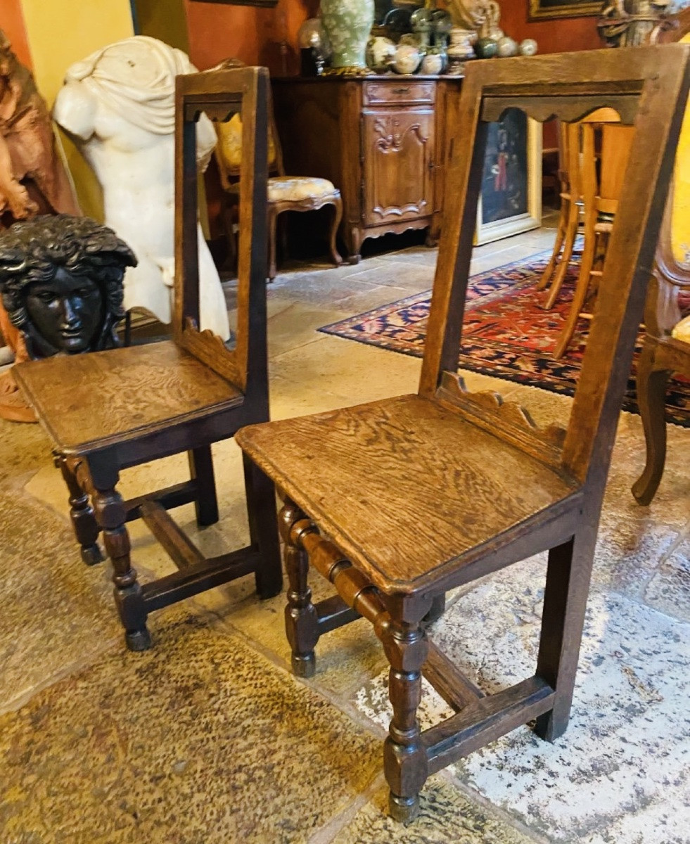 Paire de Chaises Lorraines En Chêne Début Du XIX Eme Siècle "-photo-3