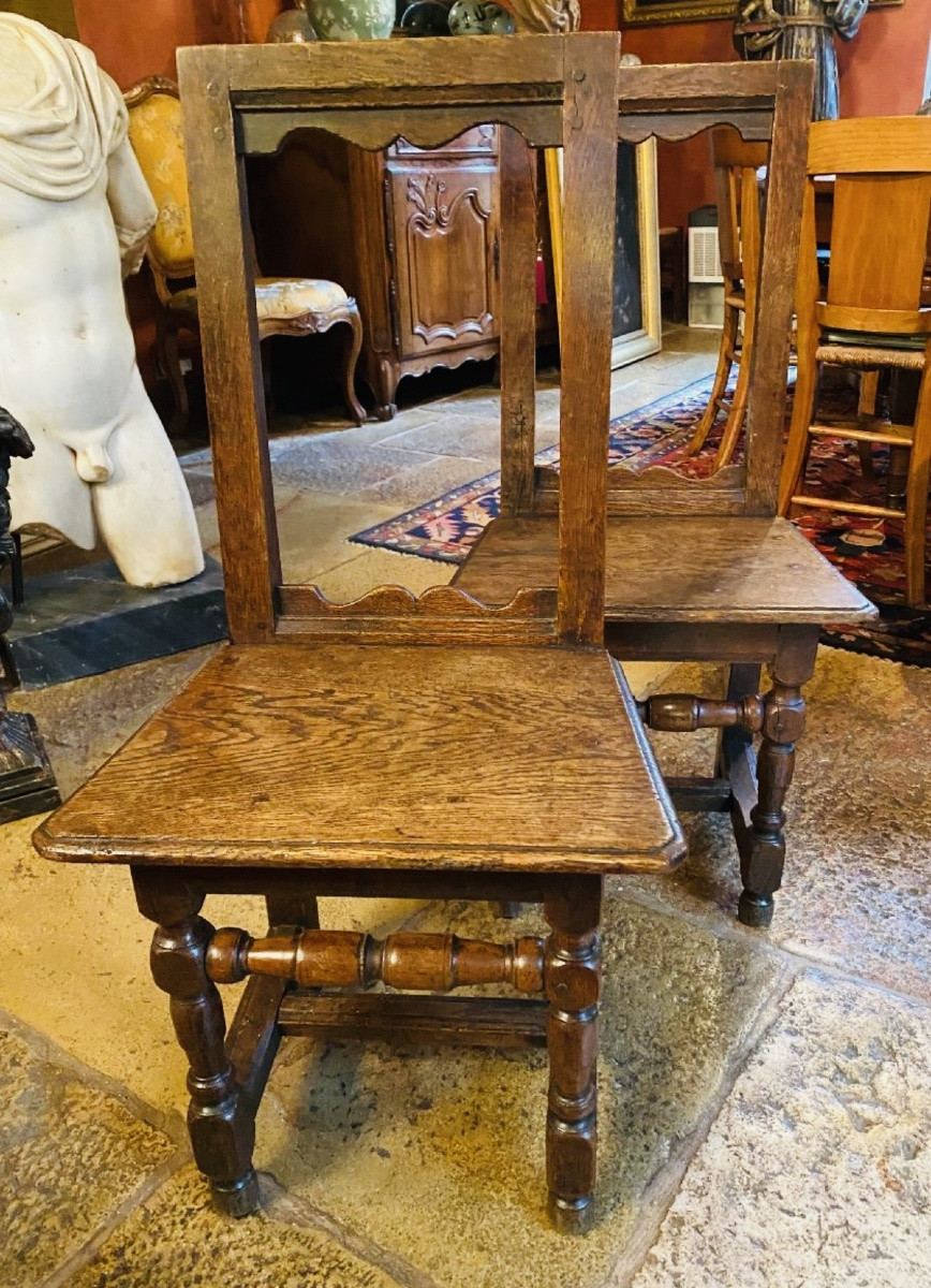 Paire de Chaises Lorraines En Chêne Début Du XIX Eme Siècle "-photo-1