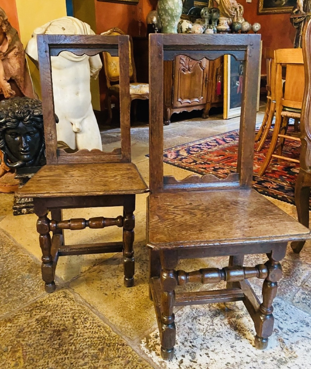 Paire de Chaises Lorraines En Chêne Début Du XIX Eme Siècle "-photo-4