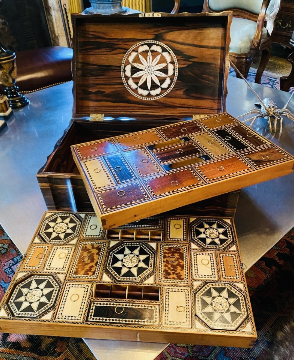 Grand Coffret à Compartiments Anglo Indien Du XIX Eme Siècle-photo-2