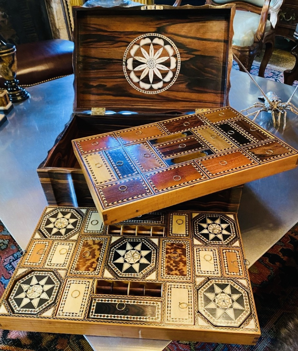 Grand Coffret à Compartiments Anglo Indien Du XIX Eme Siècle-photo-1