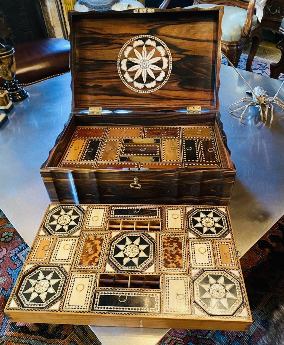 Grand Coffret à Compartiments Anglo Indien Du XIX Eme Siècle-photo-5