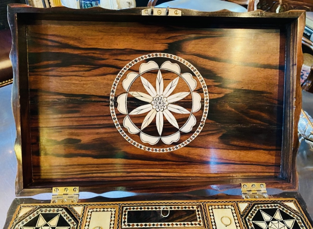 Grand Coffret à Compartiments Anglo Indien Du XIX Eme Siècle-photo-8