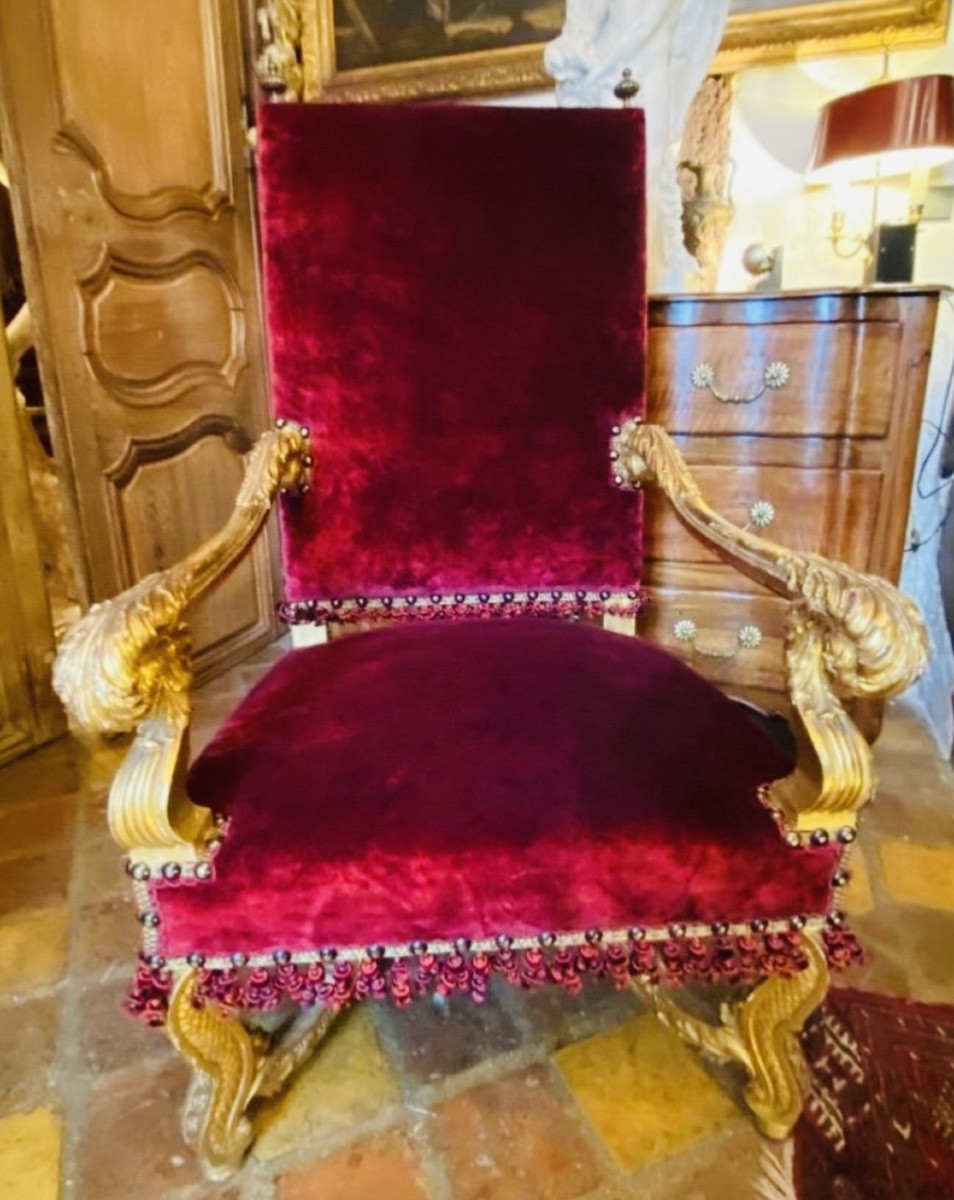 19th Century Regency Style Giltwood Armchair -photo-4