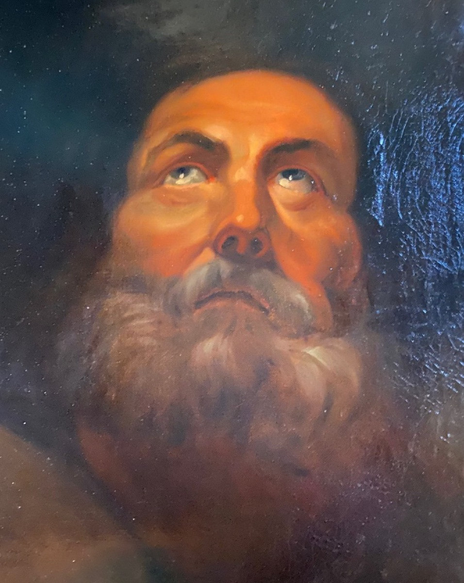 Portrait Of A Saint, Signed, 19th Century-photo-2