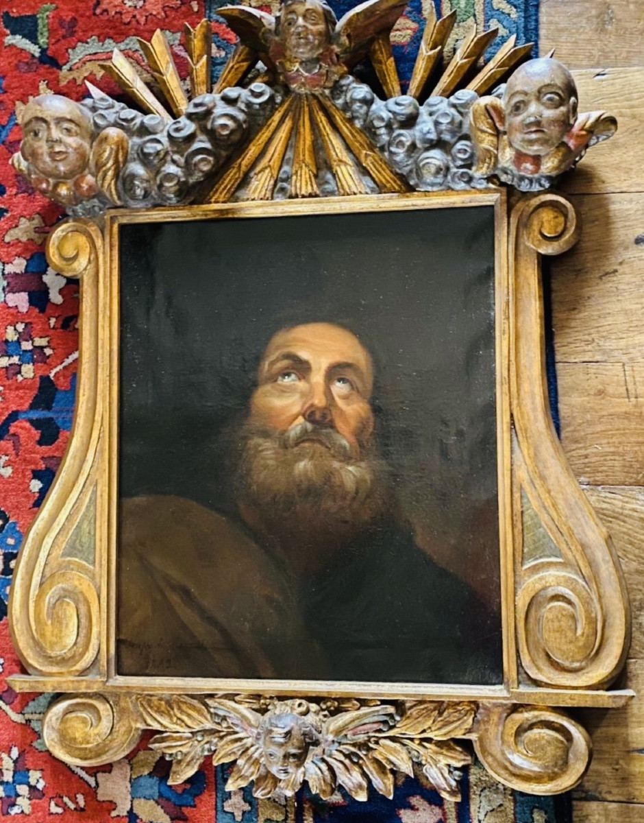 Portrait Of A Saint, Signed, 19th Century-photo-4