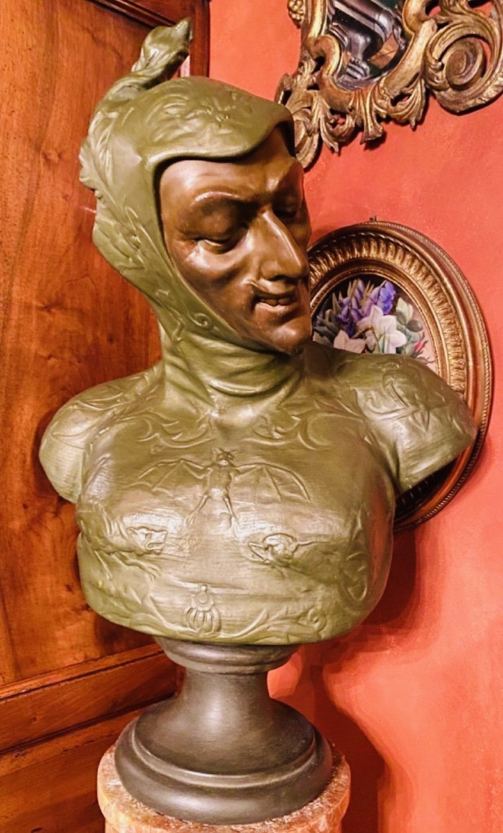 Méphistophélès, Grand Buste Signé Lecorney Vers 1884