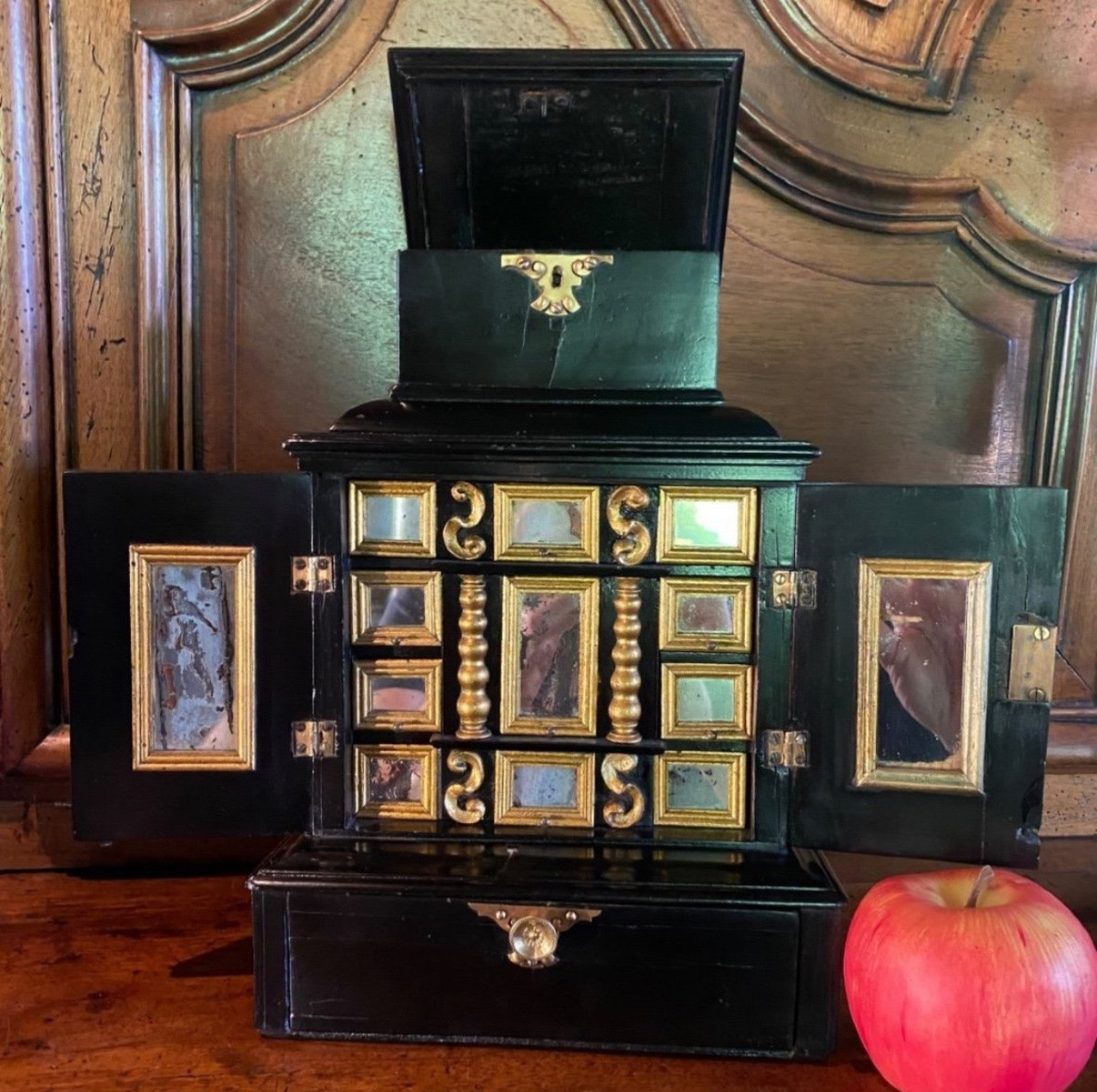 Cabinet Italien Miniature Aux Miroirs, Diminutif Du XIX Eme Siècle-photo-2