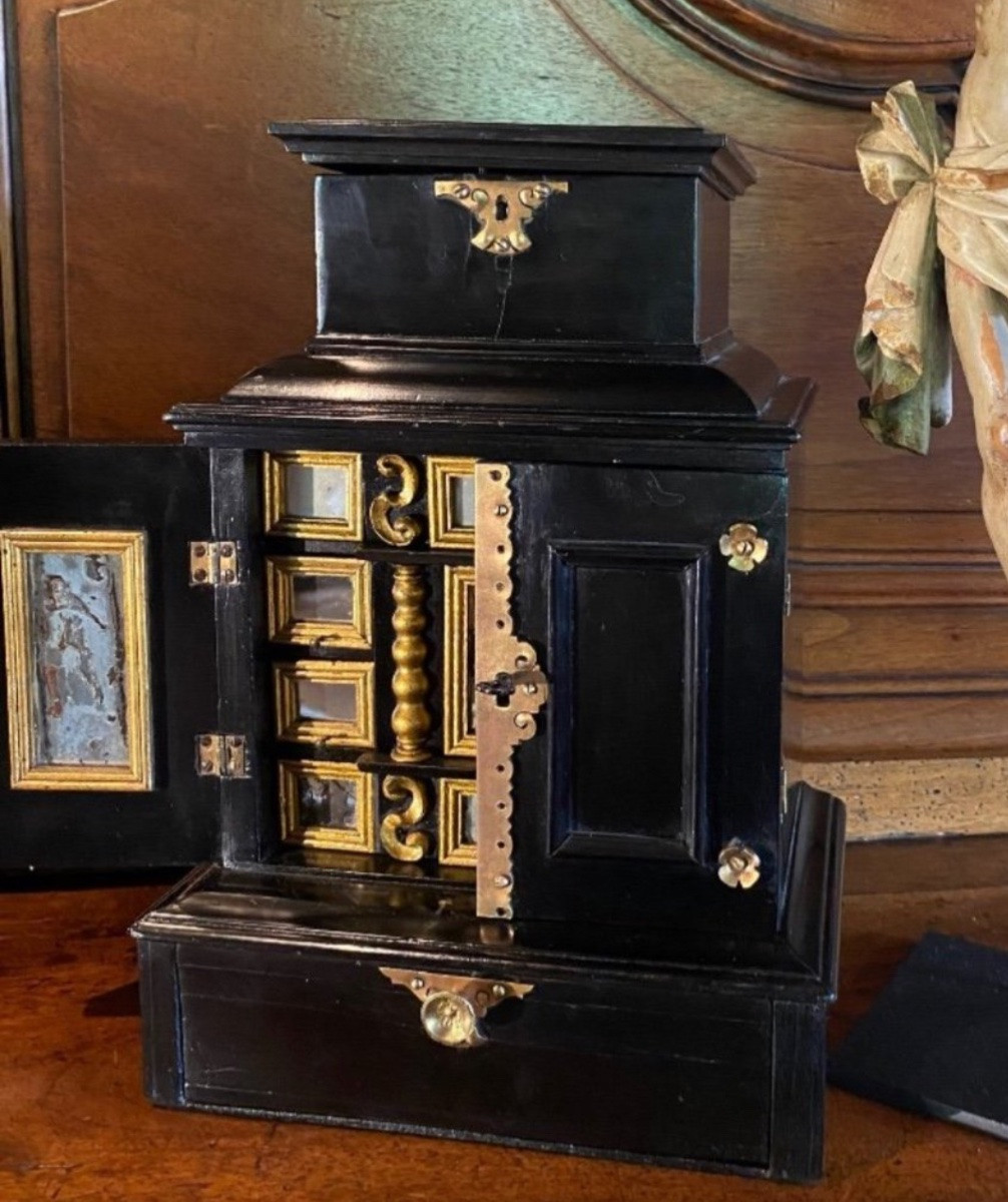 Cabinet Italien Miniature Aux Miroirs, Diminutif Du XIX Eme Siècle-photo-3