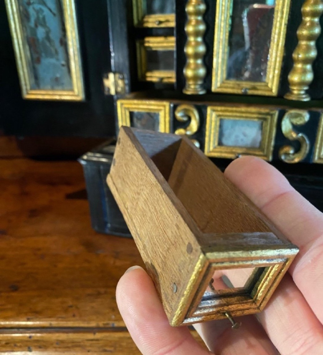 Cabinet Italien Miniature Aux Miroirs, Diminutif Du XIX Eme Siècle-photo-2