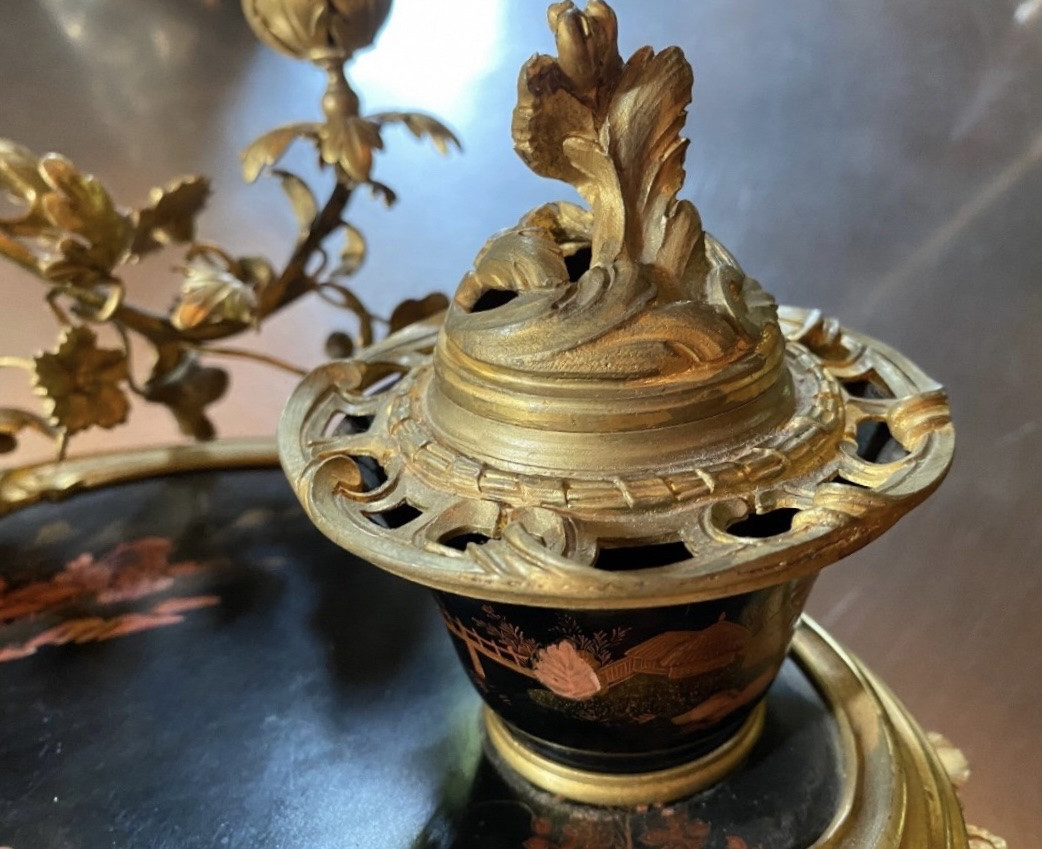 Napoleon III Louis XV Style Inkwell In Japanese Lacquer.-photo-7
