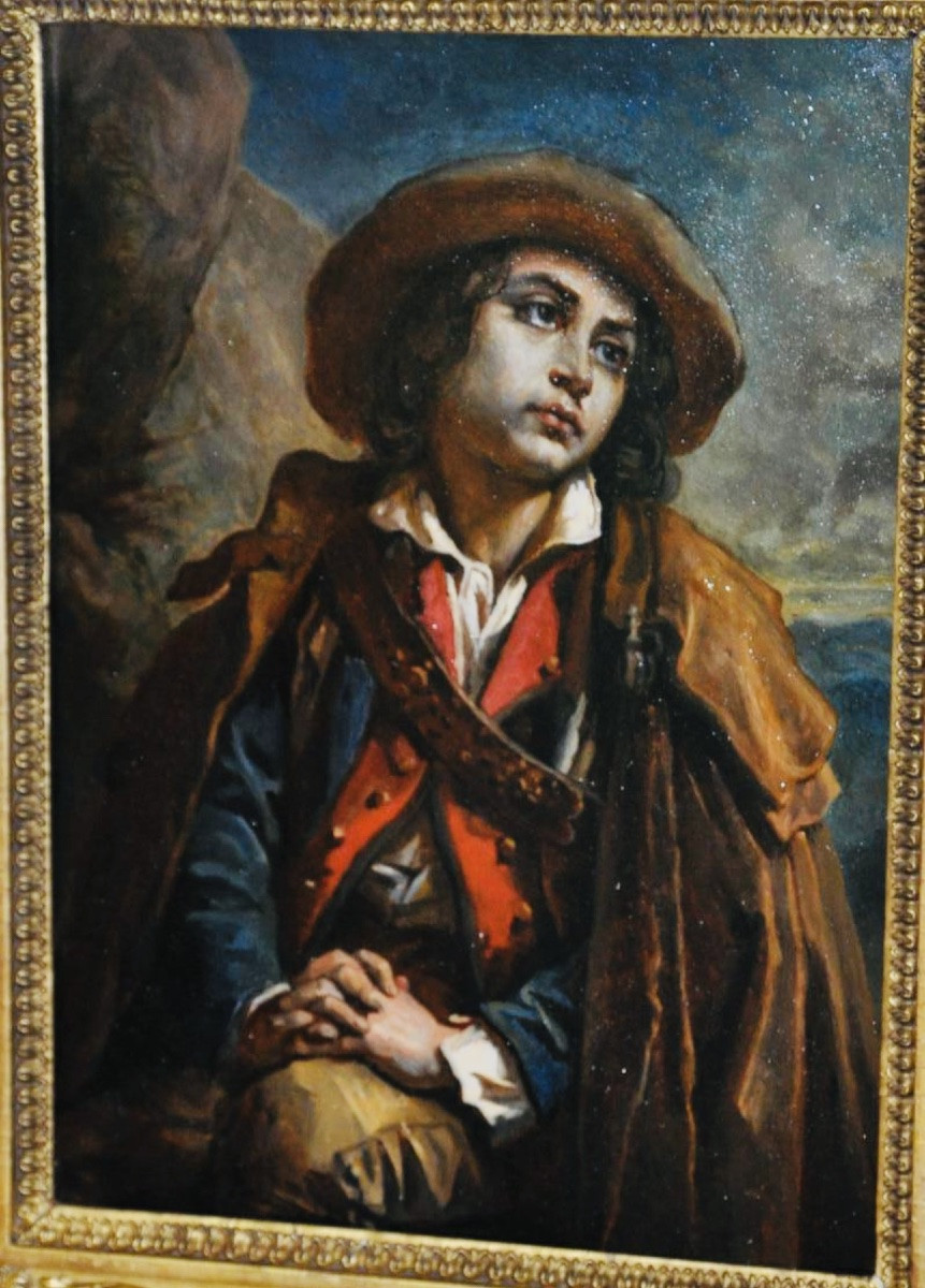 19th Century Romantic School: Young Italian Shepherd Or Pensive Traveler-photo-2